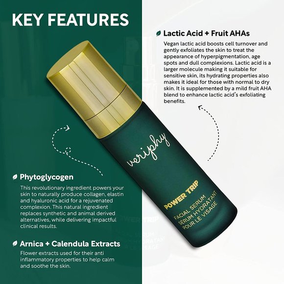 VERIPHY Skincare Power Trip Facial Serum Exfoliate Phytoglycogen & AHA - Picture 3 of 8